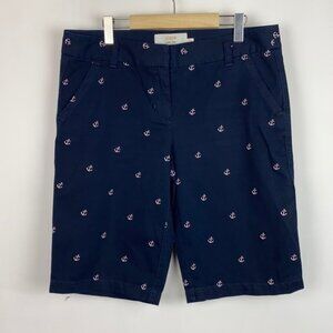 NWT J.Crew 10 Bermuda Chino Shorts Navy Pink Anchors